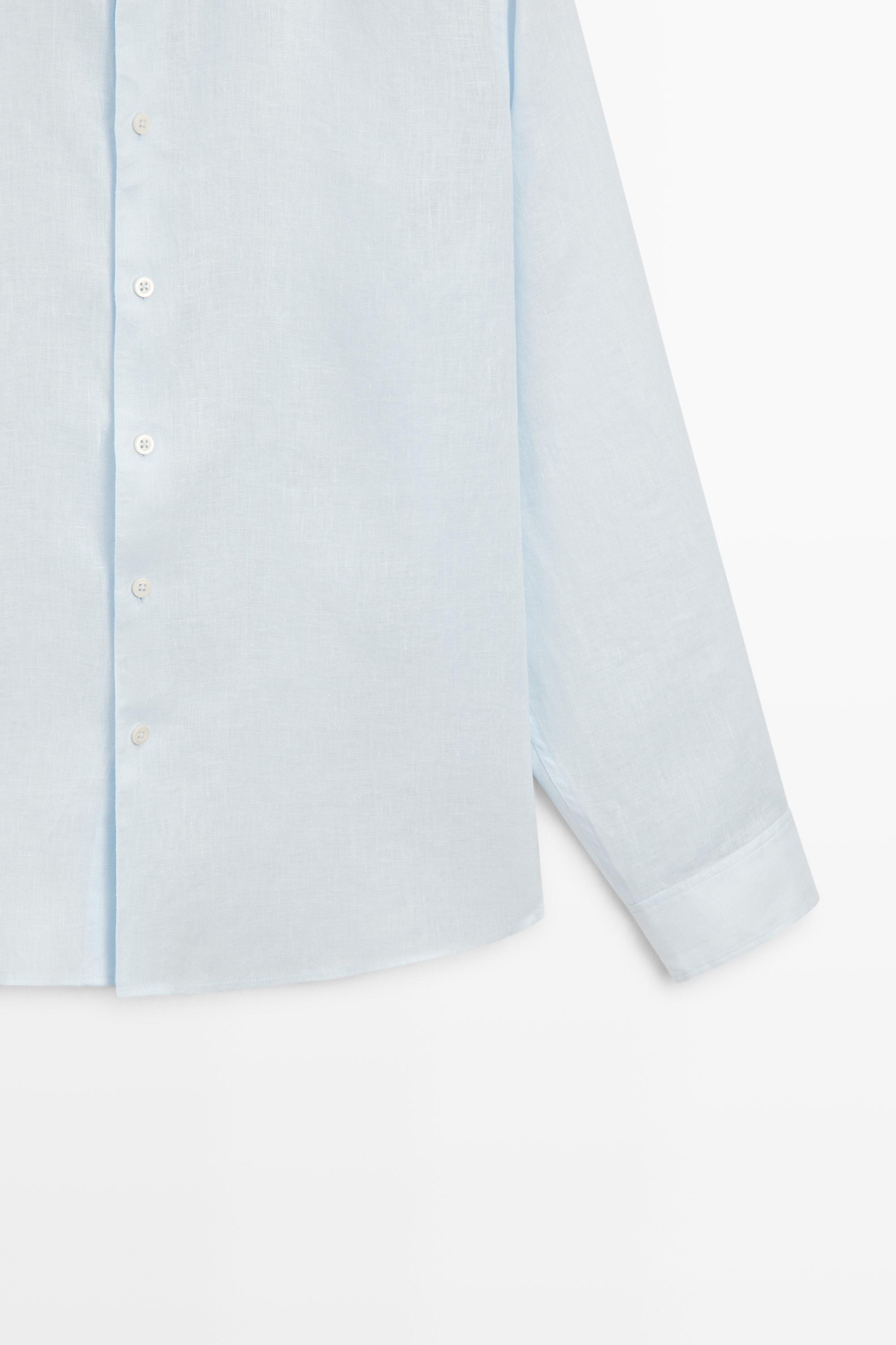 100% linen regular fit stand collar shirt